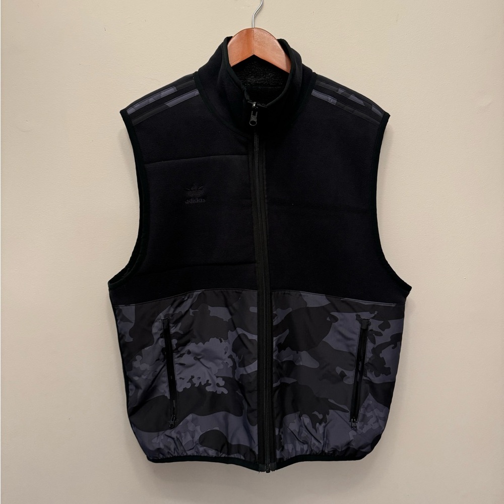 Adidas Originals Black Camo Fleece Reversible Vest Size S